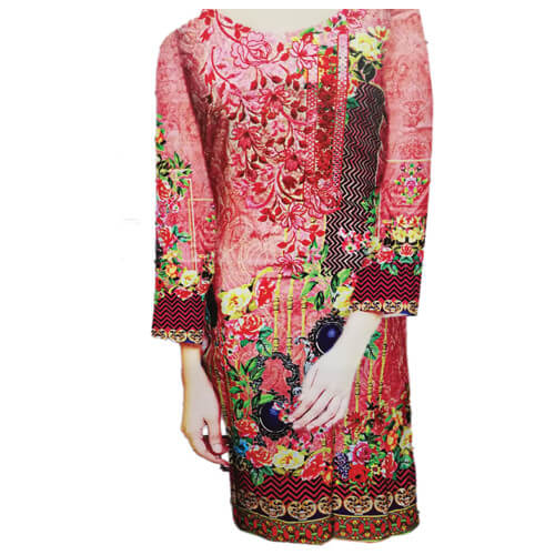 Ladies Unstitched Linen Kurti Pink Online in Pakistan